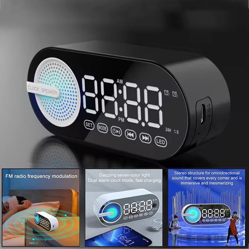 Desk Setup Speakers - USB Charging FM Radio Alarm Clock