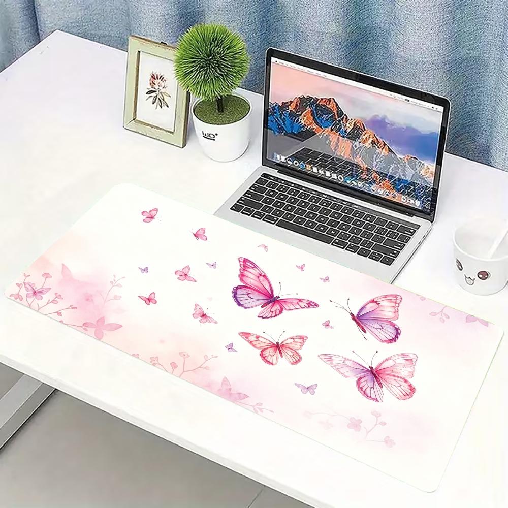 Desk Setup Gaming Pc - Watercolor Pink Butterfly Large Gaming Mouse