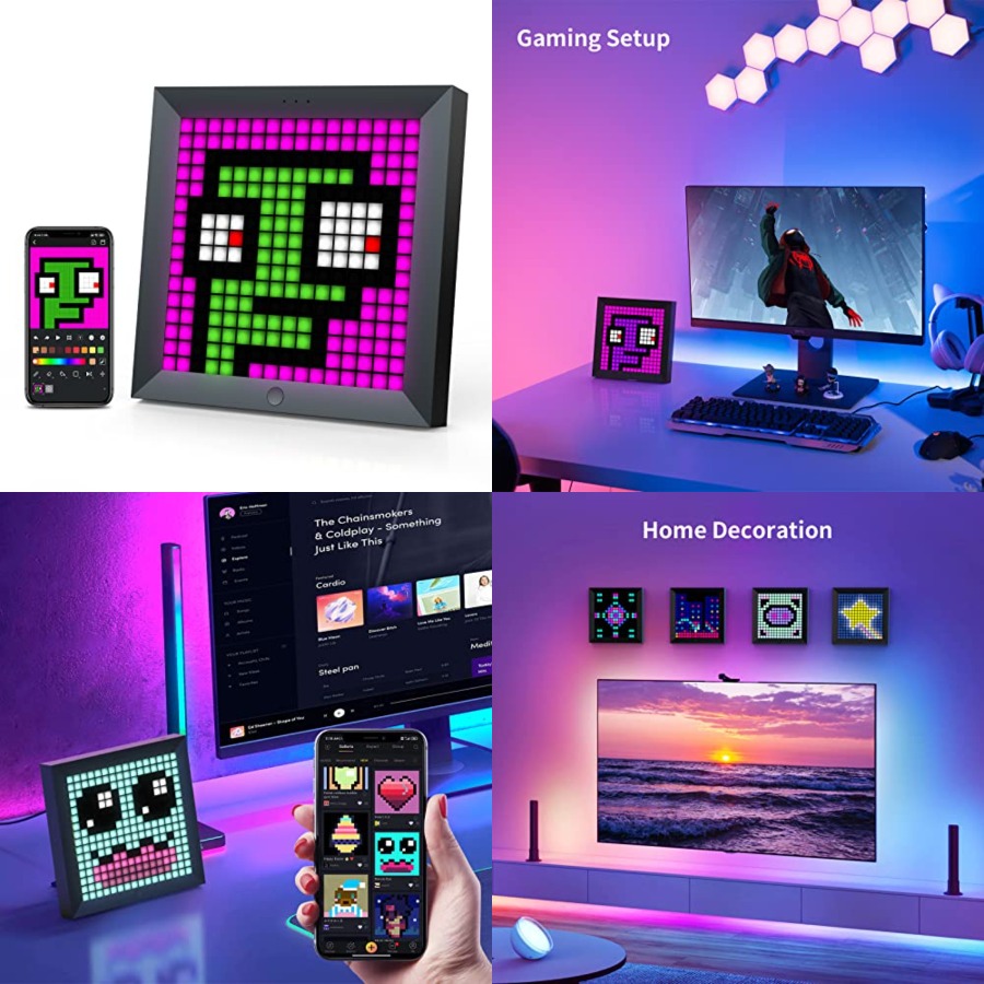 Gaming Setup Desk - LED Light Pixel Display Panel Suit
