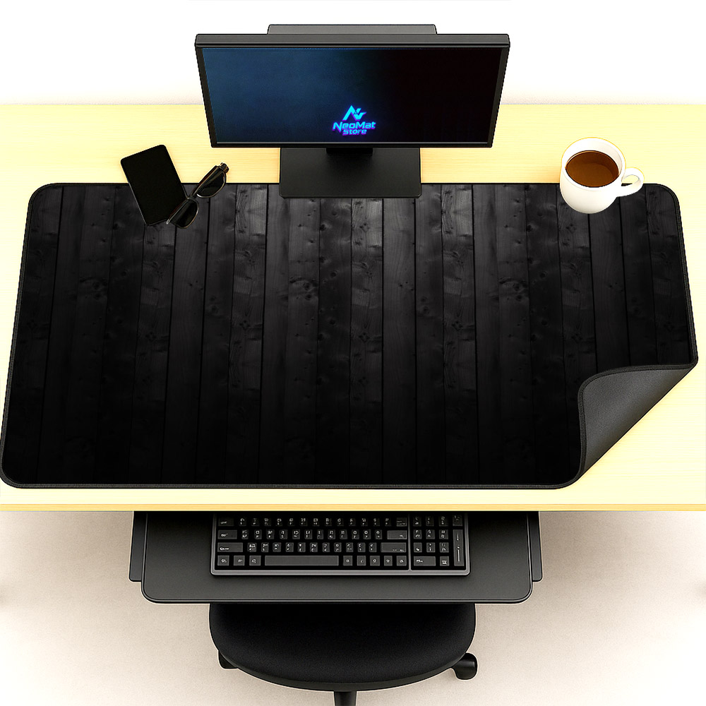 Desk Setup Black And Wood - Huge Mouse Pad 2000x1000 Wood Customizable