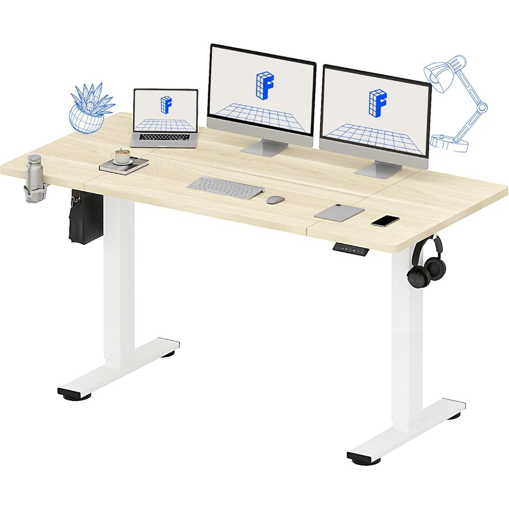 Setup Desk Monitor - FLEXISPOT 63x32 Inch Electric Standing Desk,