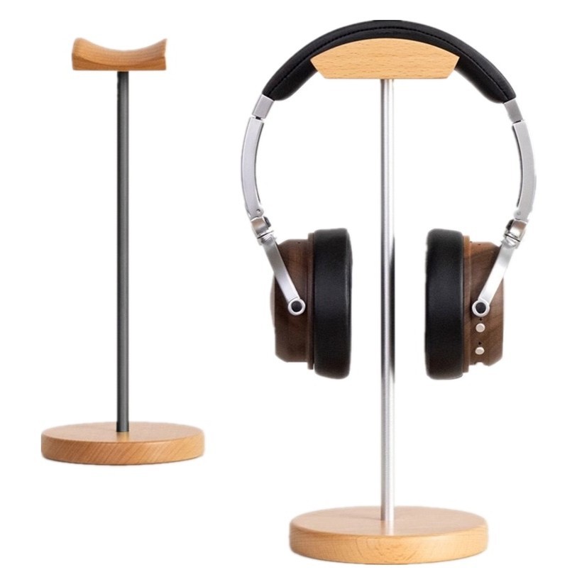 Gaming Setup Desk - Black Walnut Wood & Aluminum Headphone