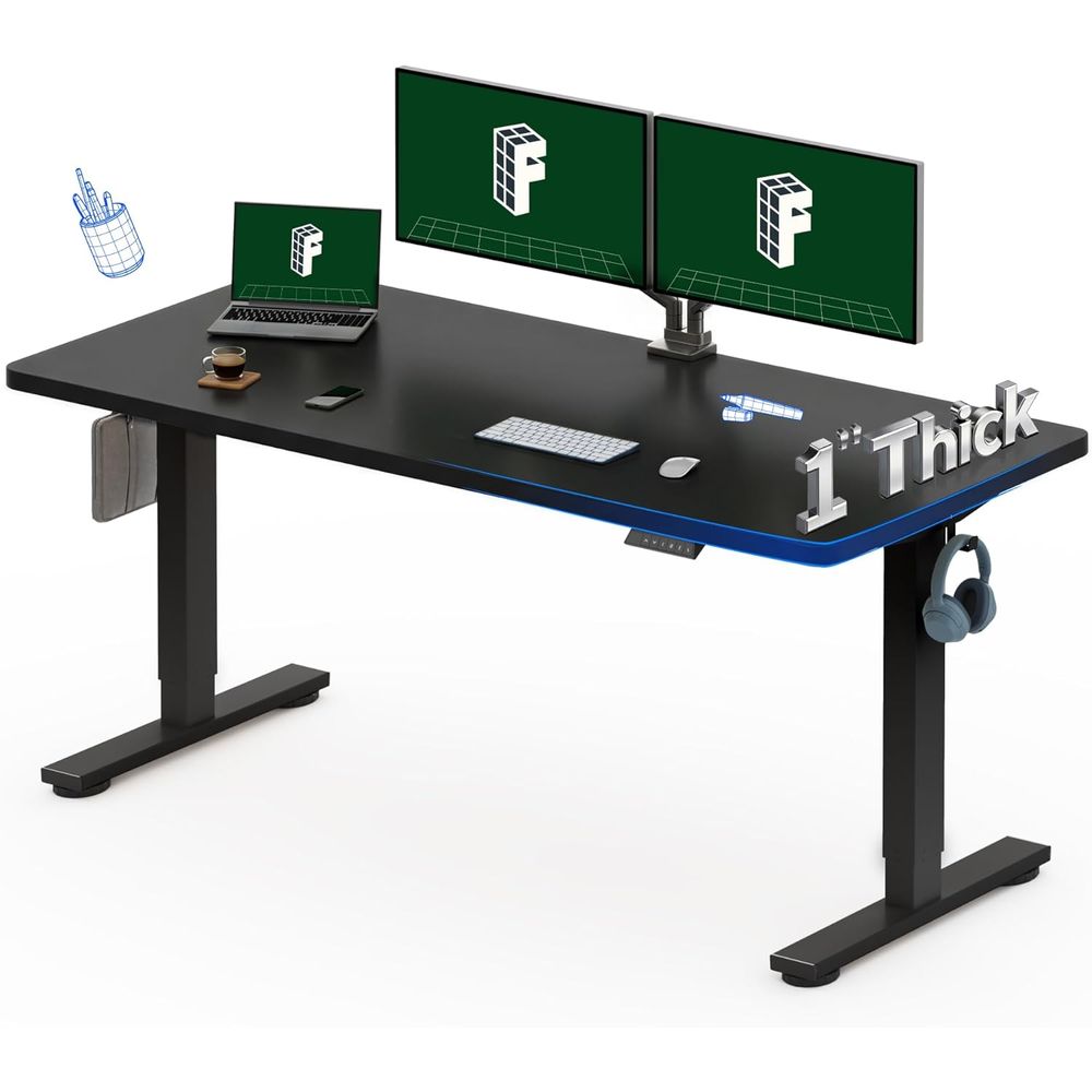 Desk Setup Black And Wood - 60