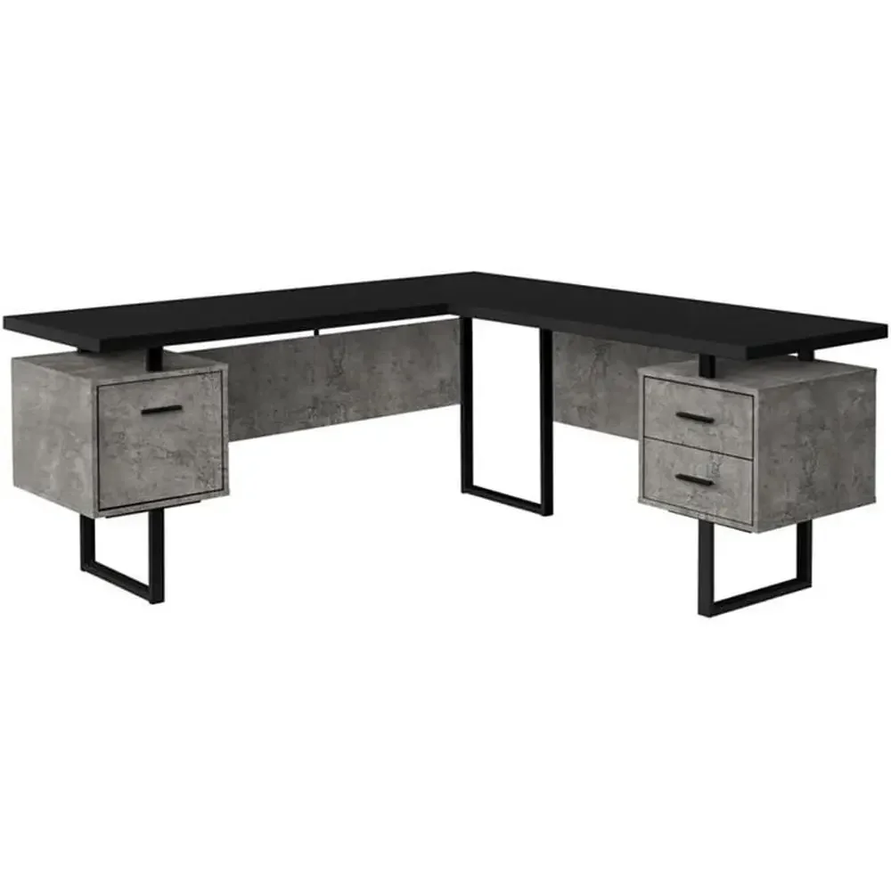 Desk Setup Black And Wood - L-Shaped 70 Computer Desk with Storage