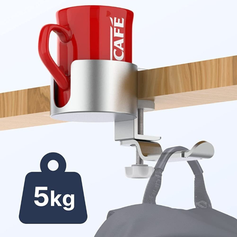 Desk Setup Headphones - 360° Rotating Cup Holder Aluminum Desk