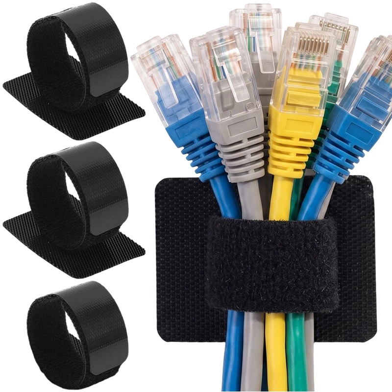 Cable Velcro Strap - Self Adhesive Cable Management Set Nylon