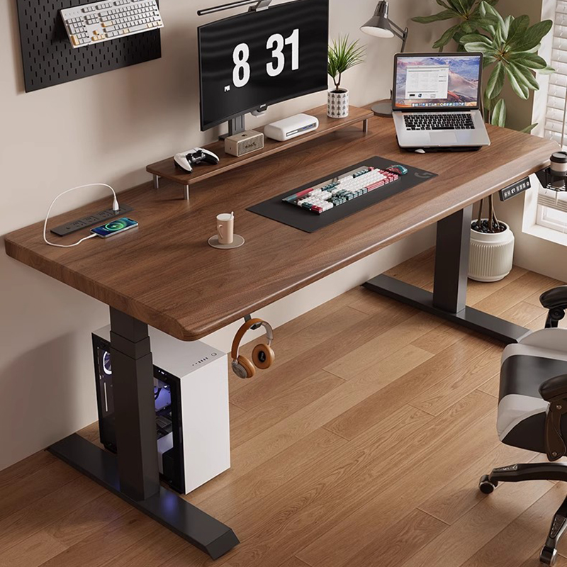 Desk Setup Oak - Adjustable Height Desk Office Desks Pc