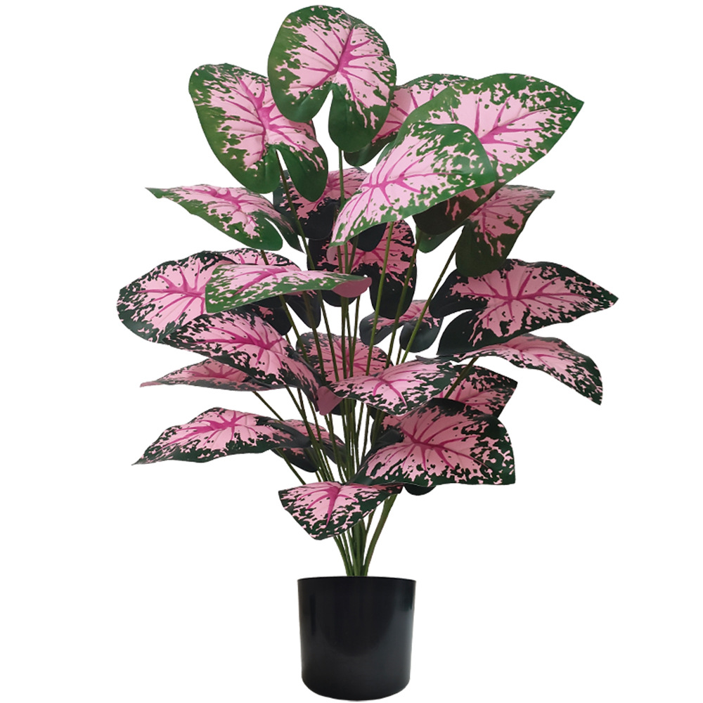 Desk Setup Plant - Pink Leaf Potted Plants Fake Artificial