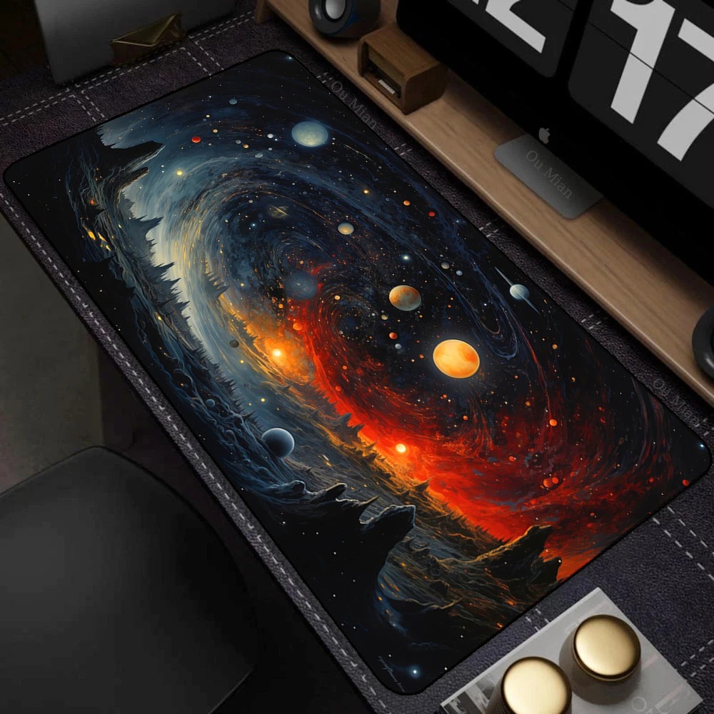 Gaming Setup Desk - Galaxy Space Gaming Mouse Pad Large