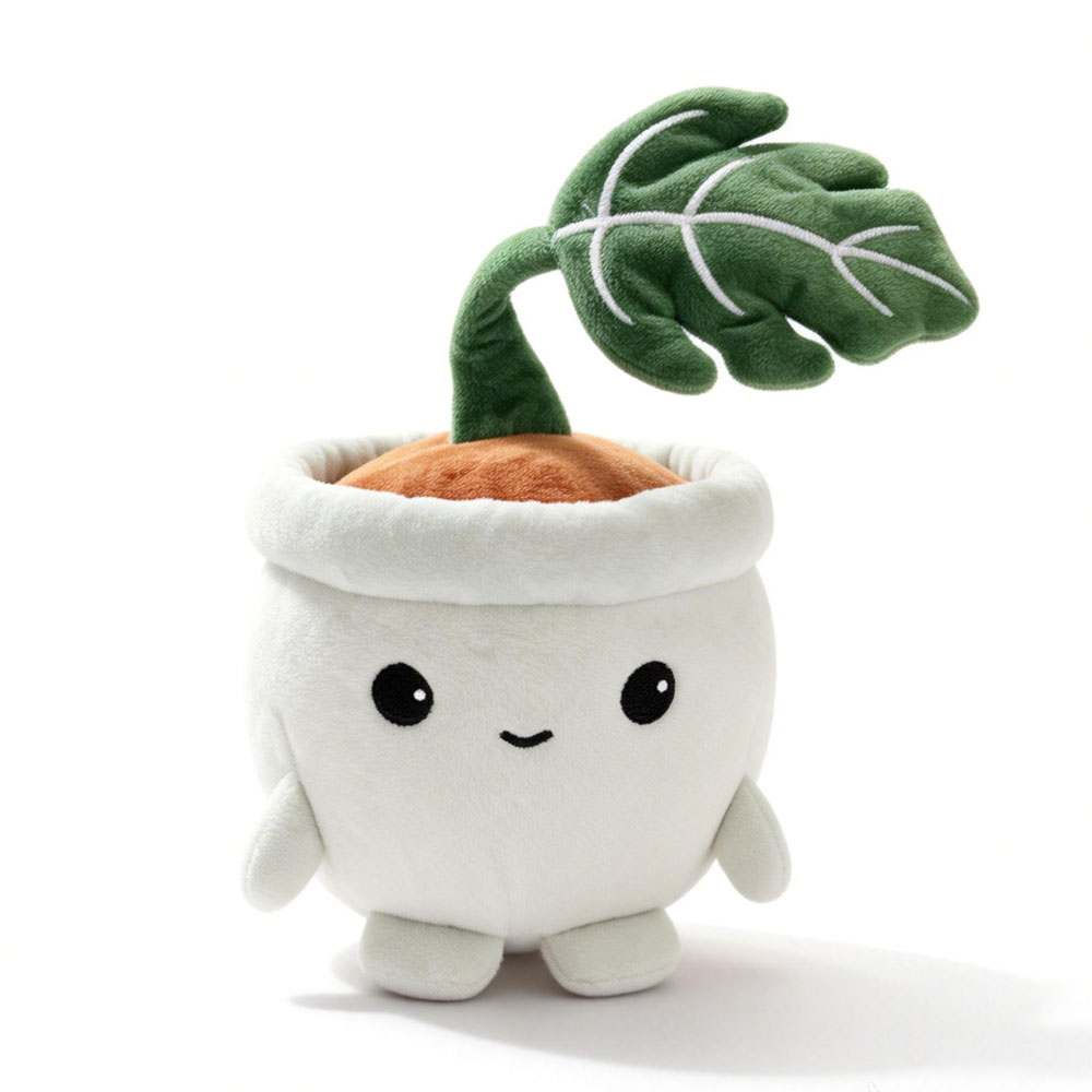 Desk Setup Plant - Cute Monstera Plush Potted Plant Toy,