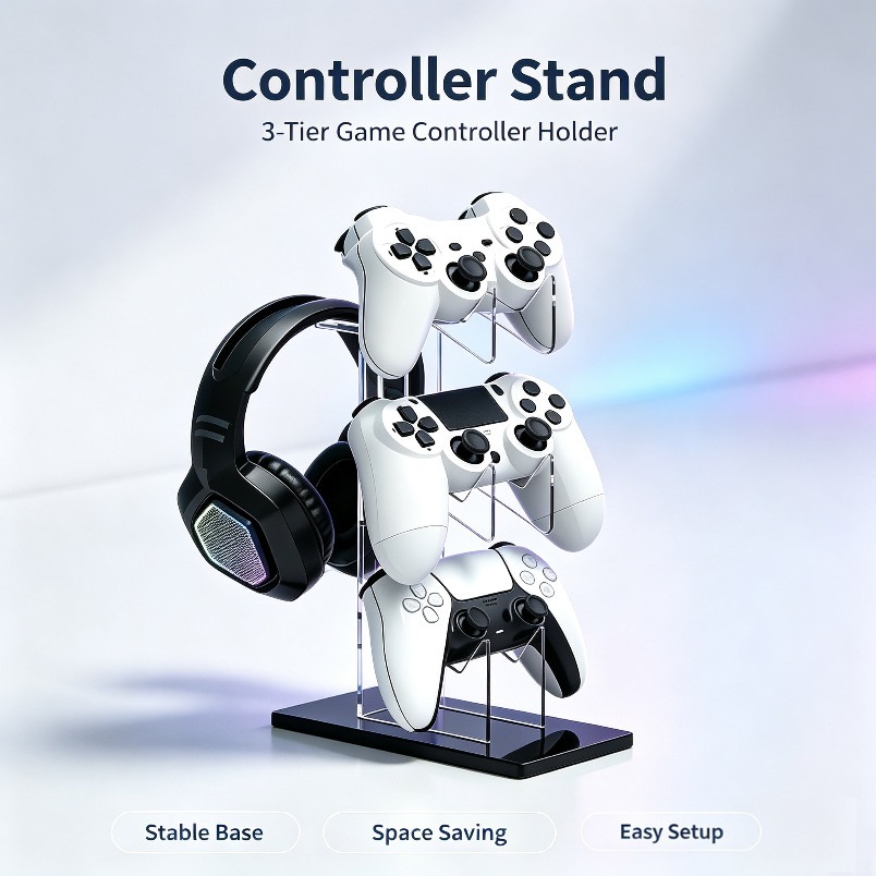 Desk Setup Headphones - Game Storage Rack 3 Tier Controller
