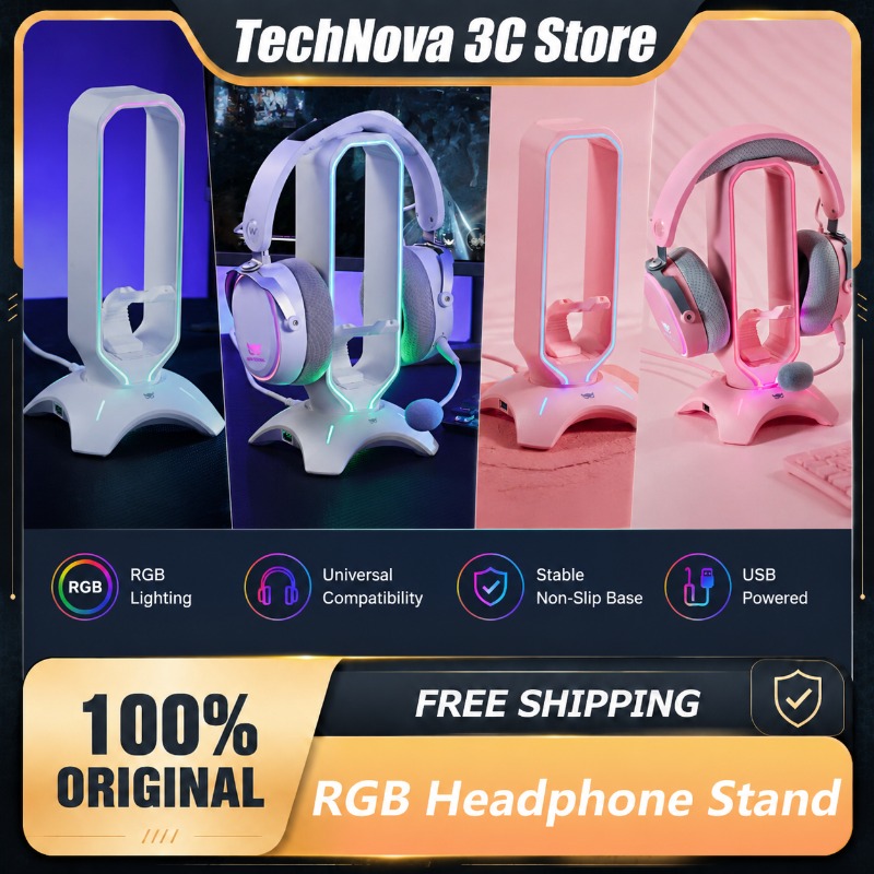 Desk Setup Headphones - Waizowl RGB Headphone Stand Gaming Headset