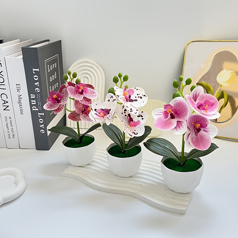 3pcs Artificial Phalaenopsis O - Desk Setup Plant 评论和价格