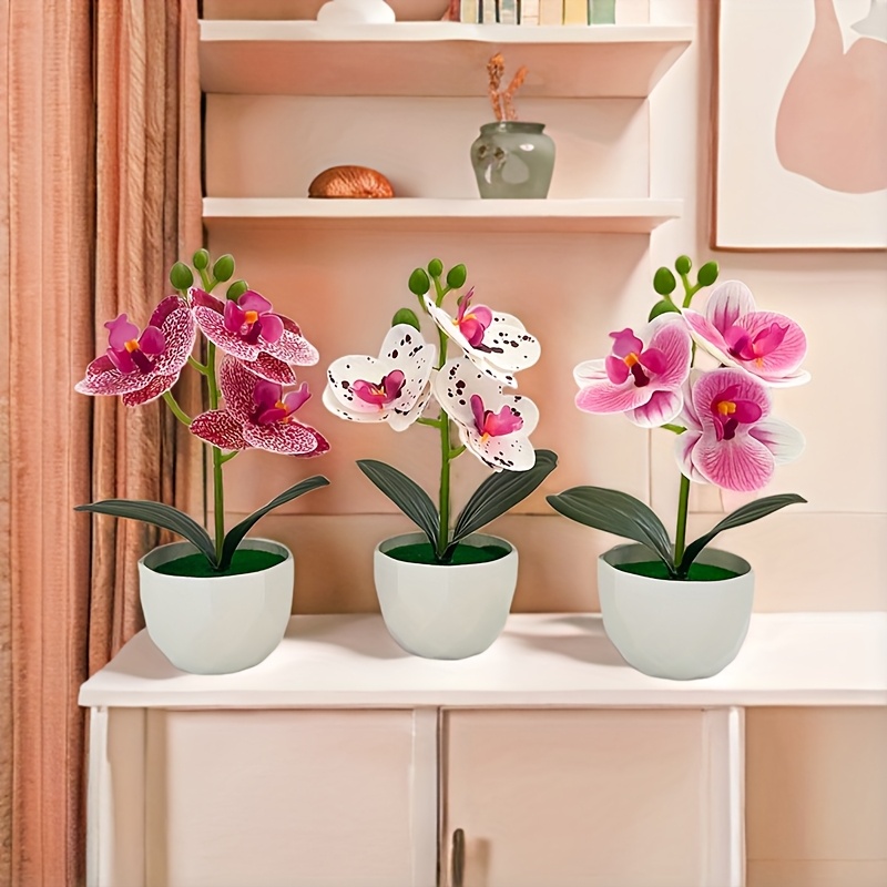 3pcs Artificial Phalaenopsis O - Desk Setup Plant 评论和价格