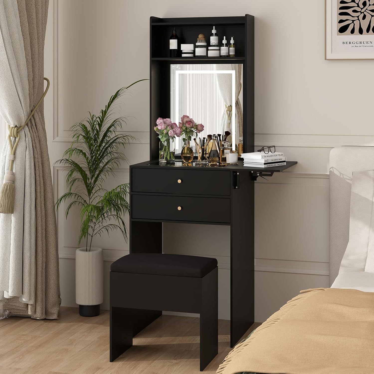 Mini Black Vanity Desk Set for - Desk Setup Black And Wood 评论和价格