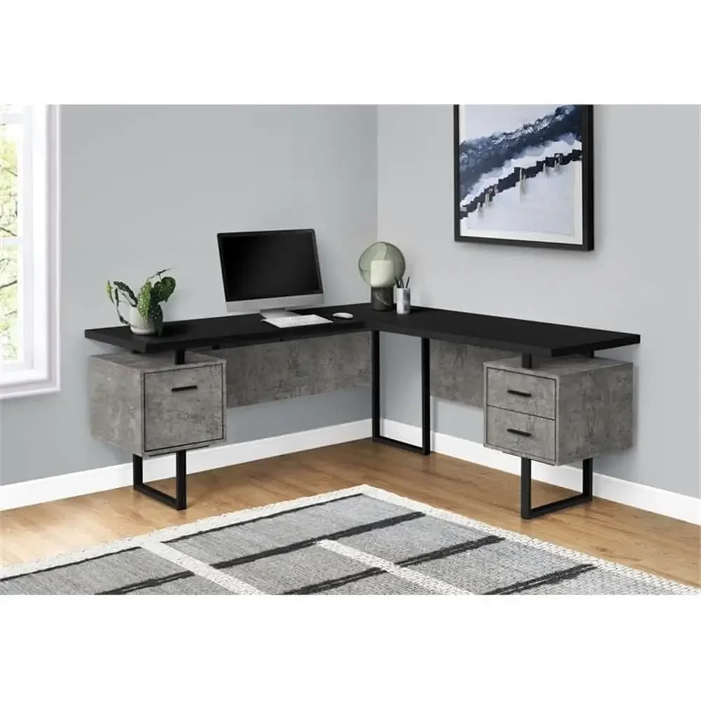 L-Shaped 70 Computer Desk with - Desk Setup Black And Wood 评论和价格