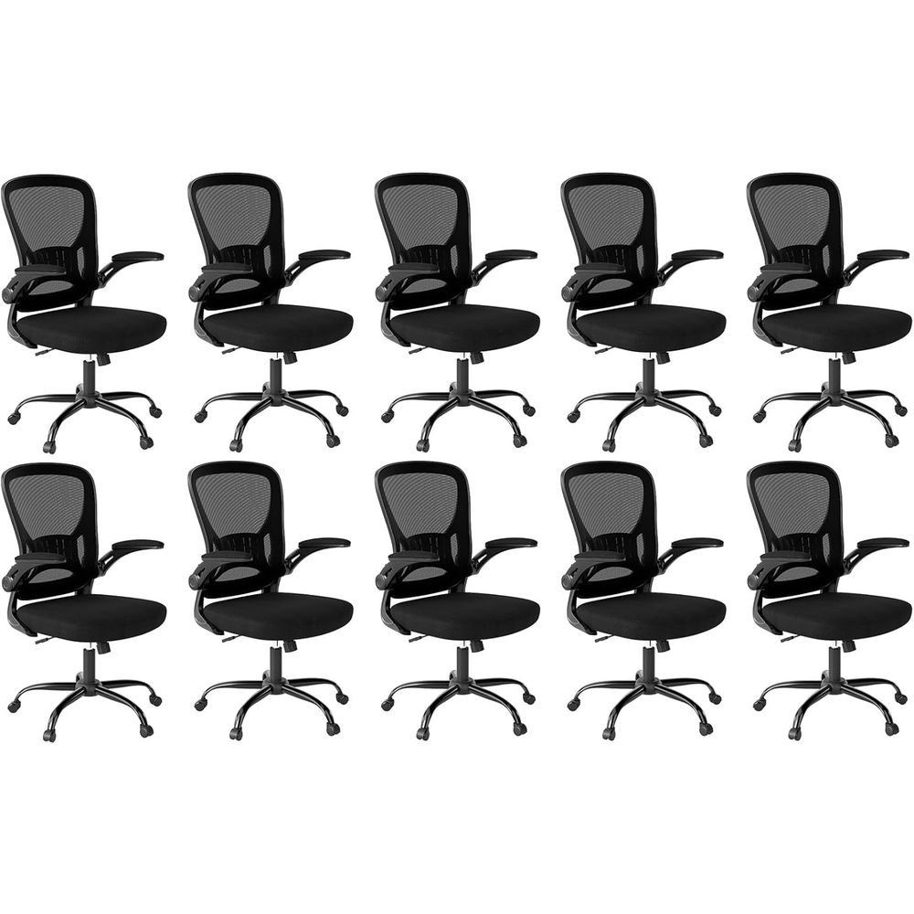 Oice Chair Set o 10, Ergonomic - Desk Setup Black And Wood 评论和价格