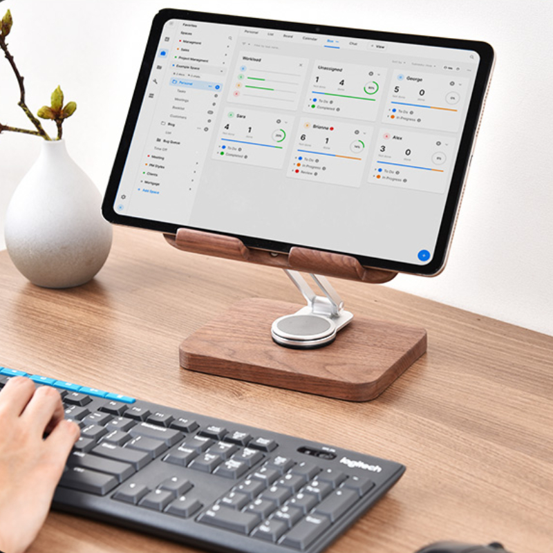 Black Walnut iPad Stand with 3 - Desk Setup Black And Wood 评论和价格