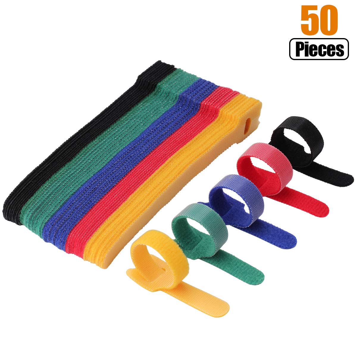 50pcs 12*150-300mm T-type Velc - Cable Velcro Strap 评论和价格