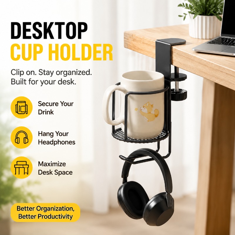 2 in 1 Desk Cup Holder Headpho - Desk Setup Headphones 评论和价格