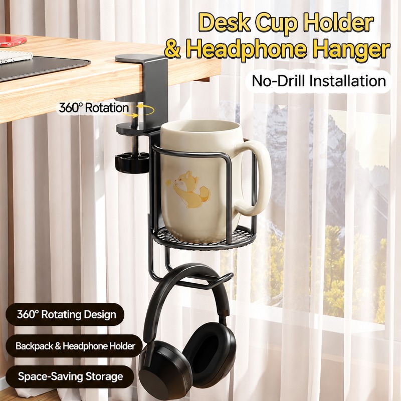 2 in 1 Desk Cup Holder Headpho - Desk Setup Headphones 评论和价格