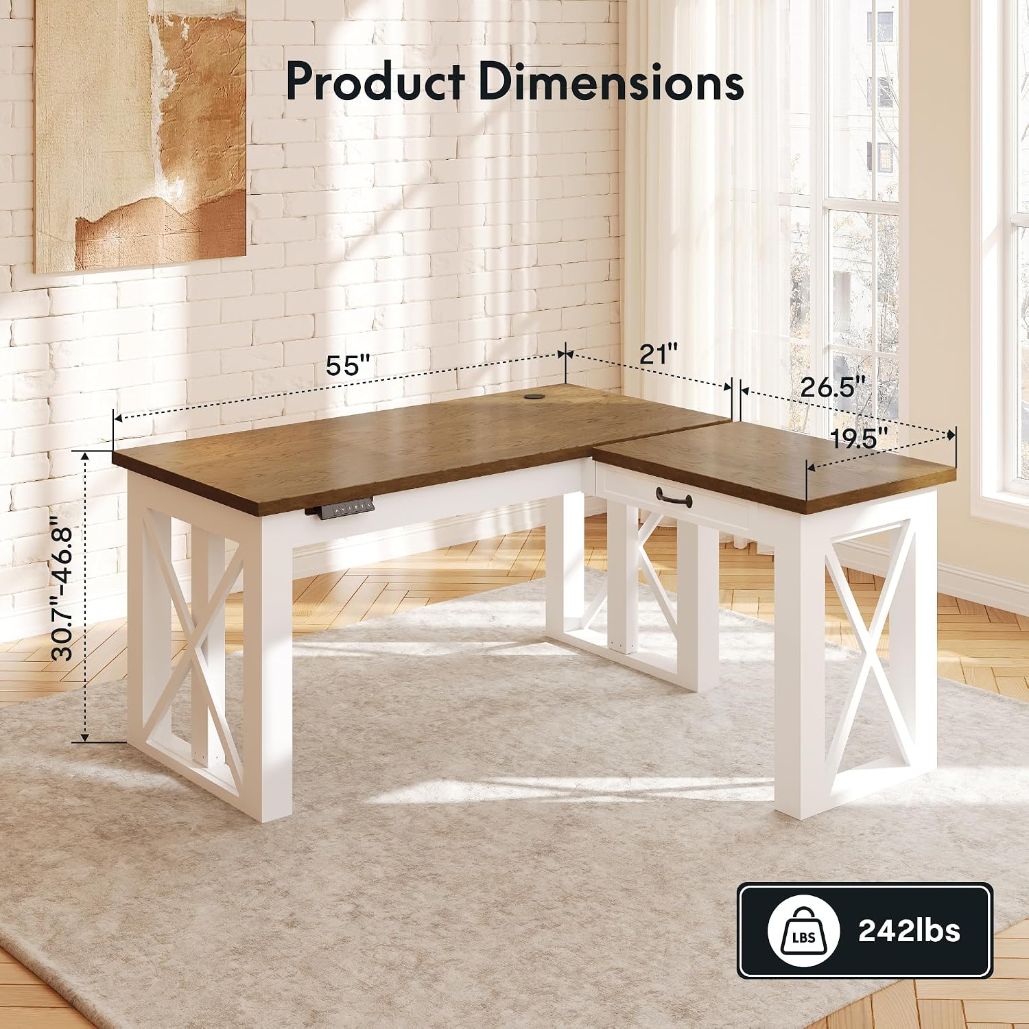 L Shaped Standing Desk with Dr - Setup Desk Monitor 评论和价格