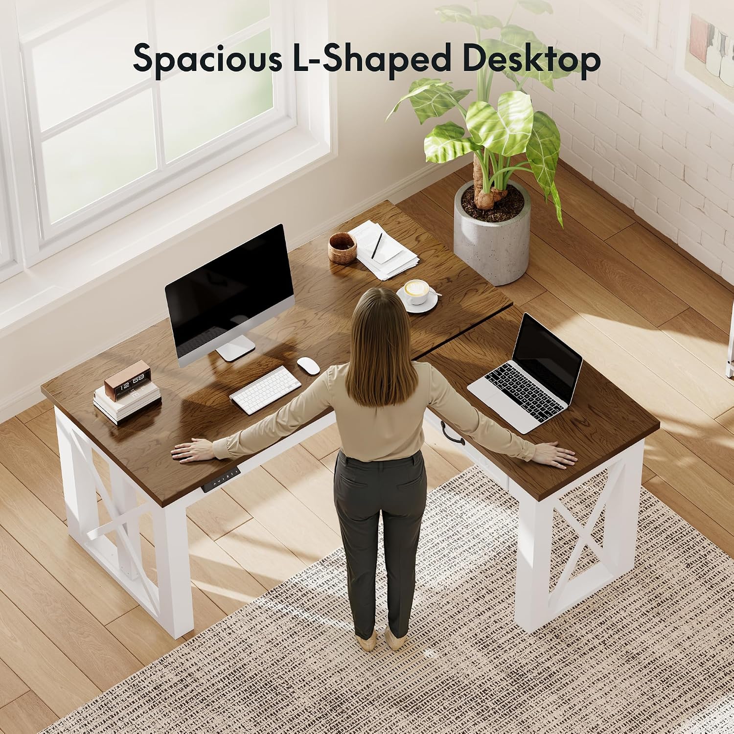 L Shaped Standing Desk with Dr - Setup Desk Monitor 评论和价格