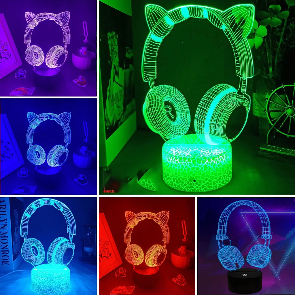 New Headphones 3D Illusion Nig - Desk Setup Headphones 评论和价格