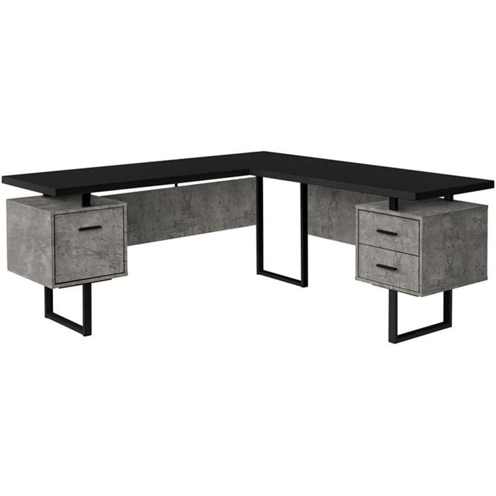 L-Shaped 70 Computer Desk with - Desk Setup Black And Wood 评论和价格