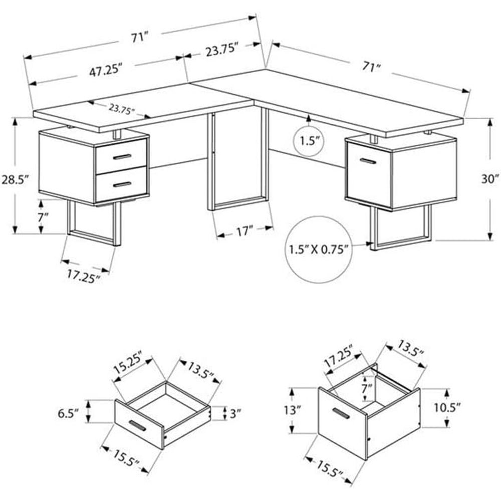 L-Shaped 70 Computer Desk with - Desk Setup Black And Wood 评论和价格