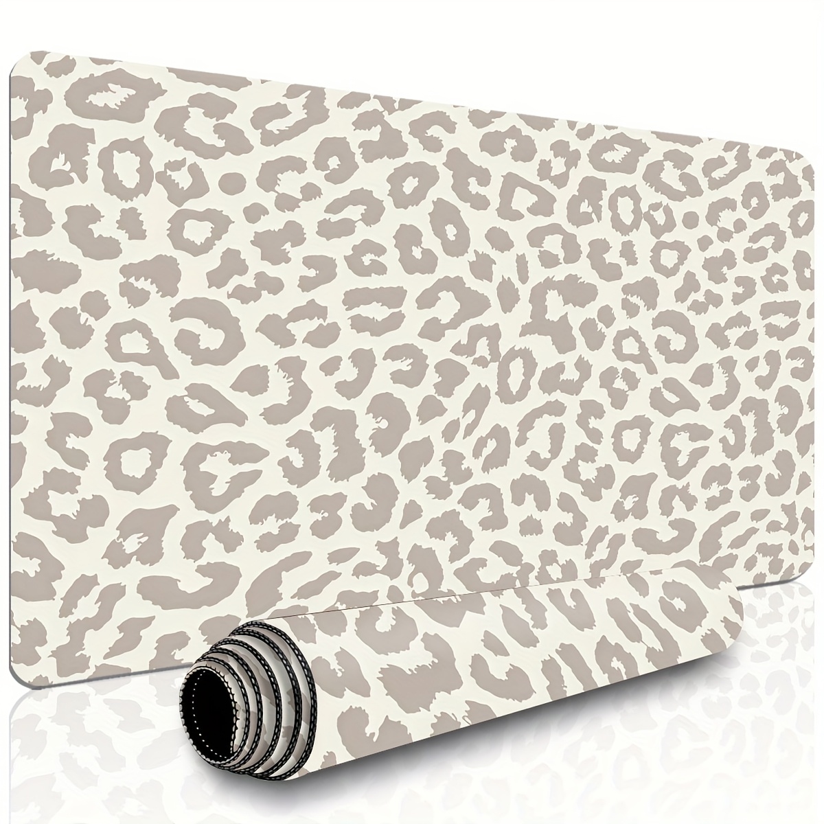 Beige Leopard Print Extended M - Desk Setup Beige 评论和价格