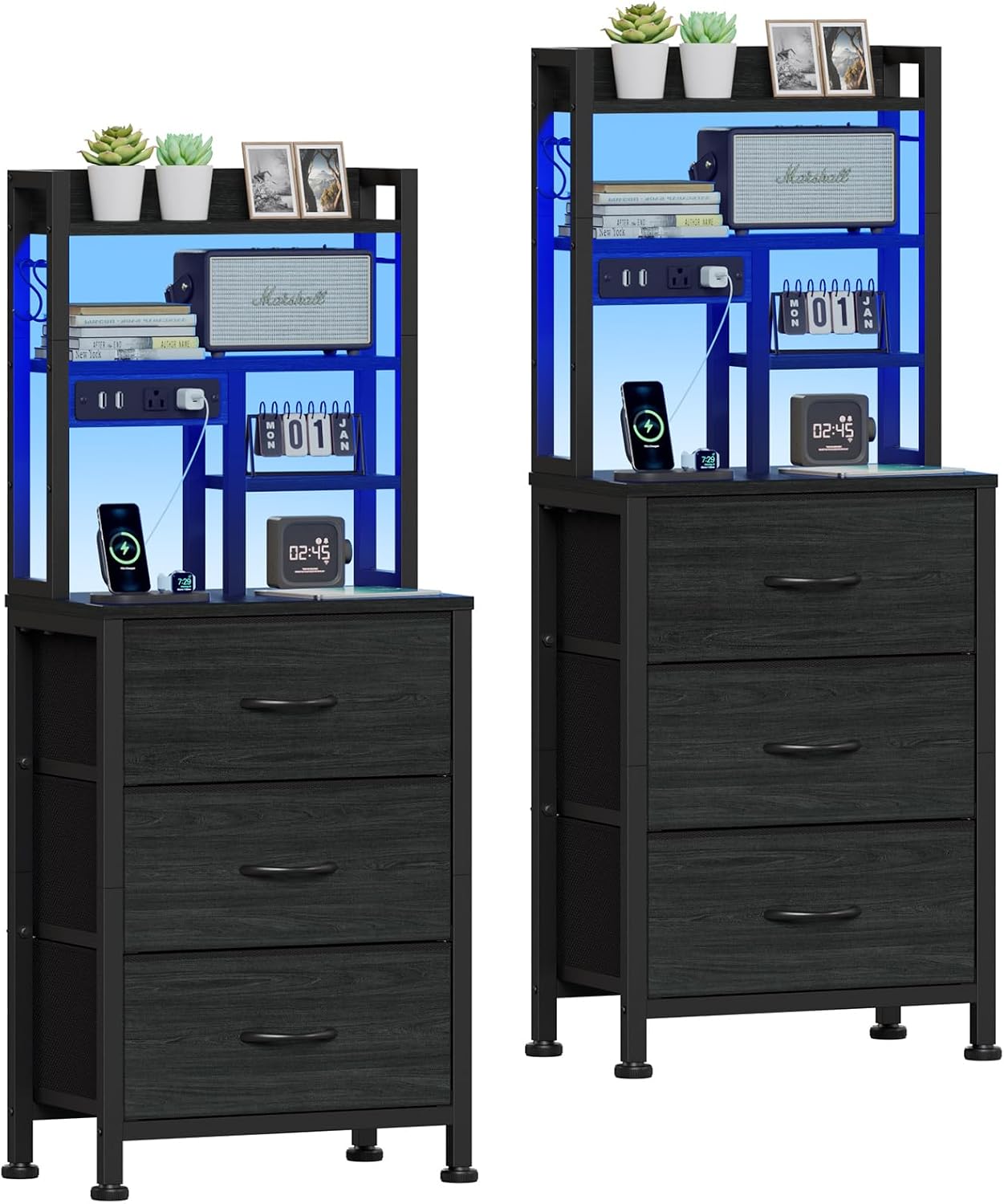Nightstands Set of 2, Tall Nig - Desk Setup Oak 评论和价格