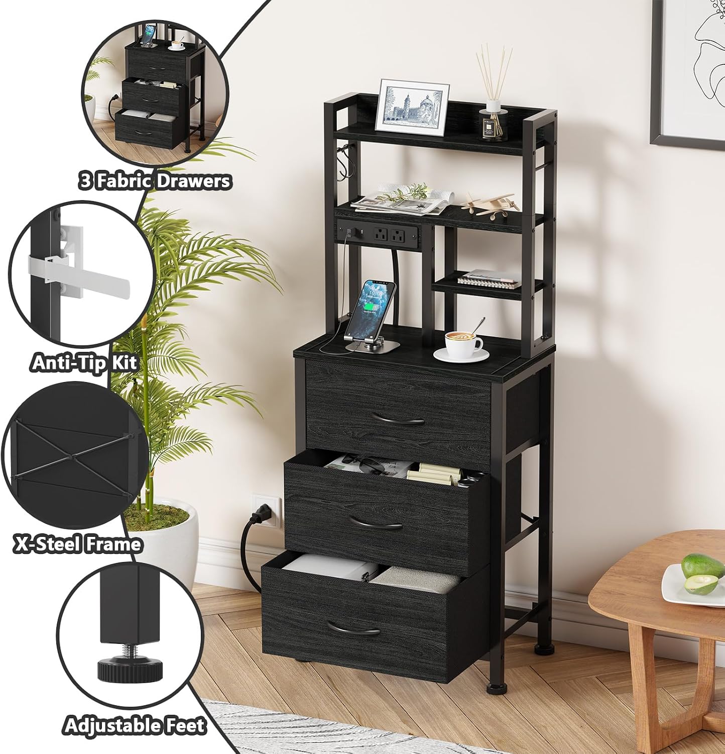 Nightstands Set of 2, Tall Nig - Desk Setup Oak 评论和价格