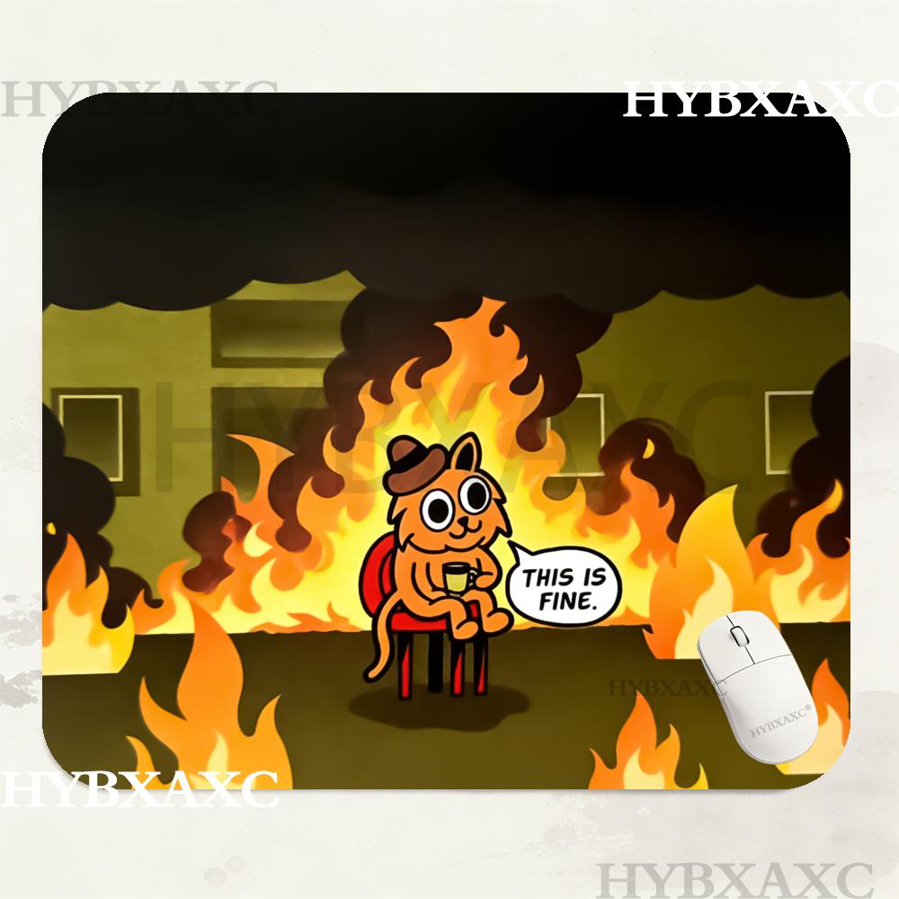 HYBXAXC This Is Fine Cat Meme  - Work Desk Home Setup 评论和价格