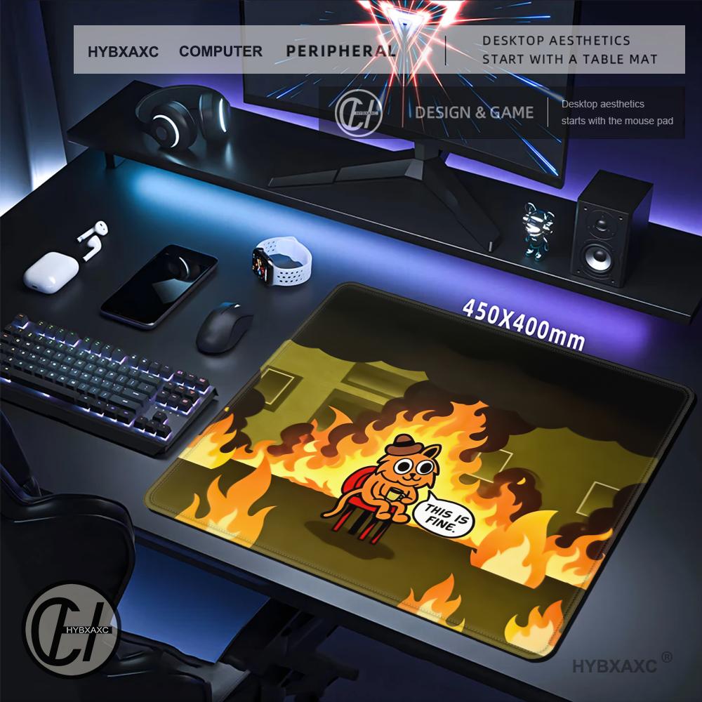 HYBXAXC This Is Fine Cat Meme  - Work Desk Home Setup 评论和价格