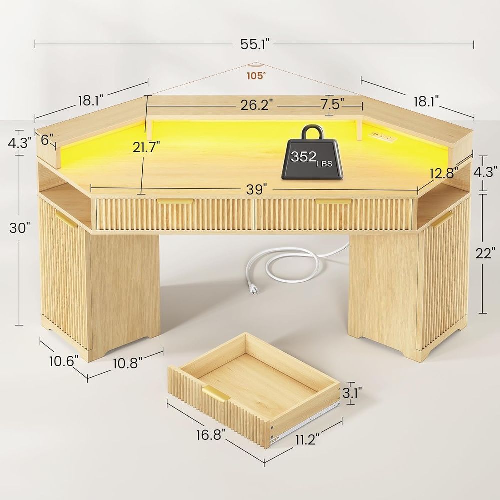 Dual-Desk Setup, Compact Diamo - Desk Setup Oak 评论和价格