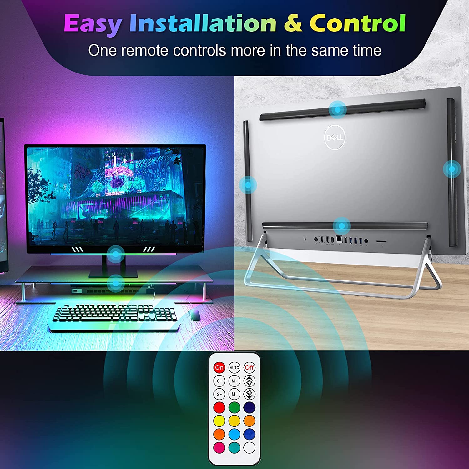Under Monitor Light Bar RGB Dr - Desk Setup Gaming Pc 评论和价格