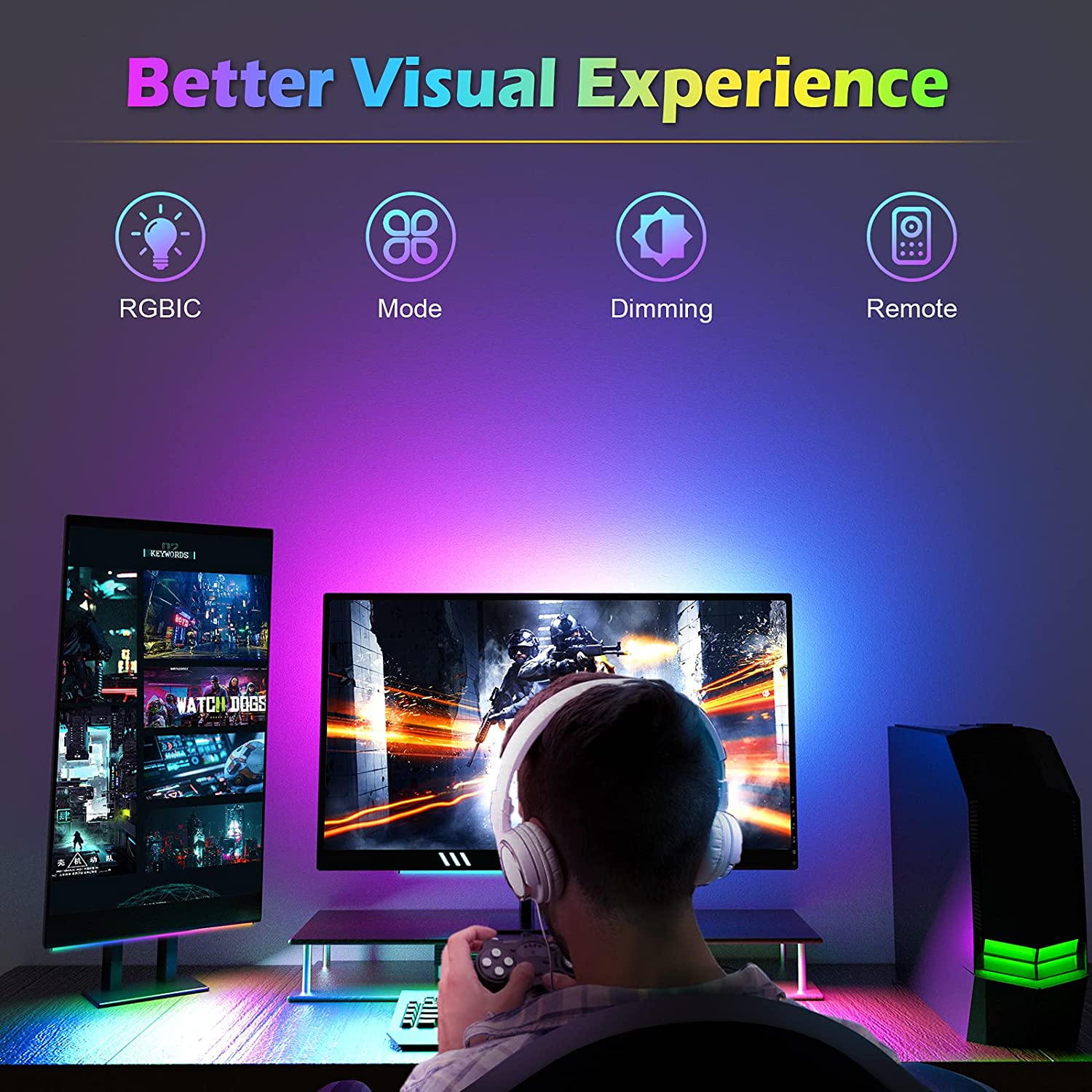 Under Monitor Light Bar RGB Dr - Desk Setup Gaming Pc 评论和价格